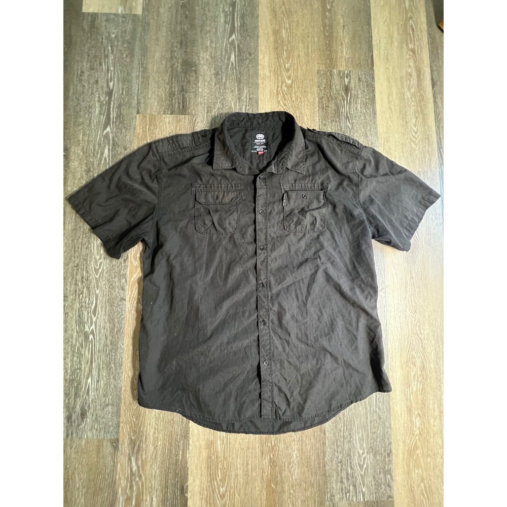 Ecko Unltd Button Down Shirt Mens 3XL Black Excellent‎ Utility Short Sleeve Top